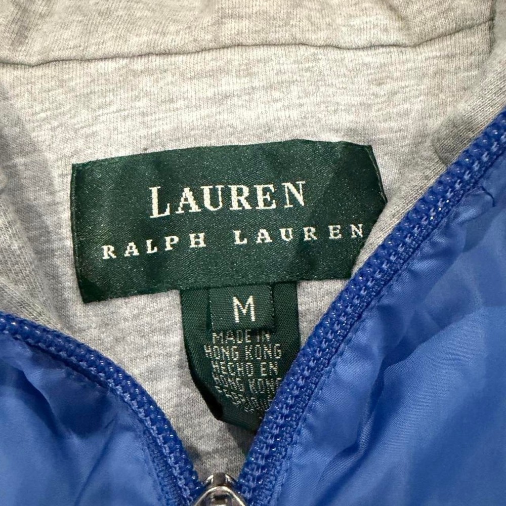 Ralph Lauren blue windbreaker jacket with gray lining, size M - Picture 2 of 4